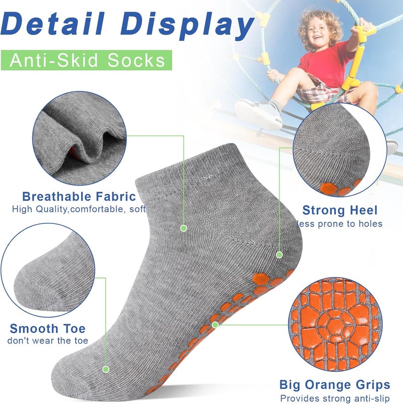 HYCLES Boys Girls Non-Slip Toddler Socks Grip Ankle Sticky Socks Anti-Skid Sock for Kids 6 Pairs for 2-13 Years Kids - Image 5